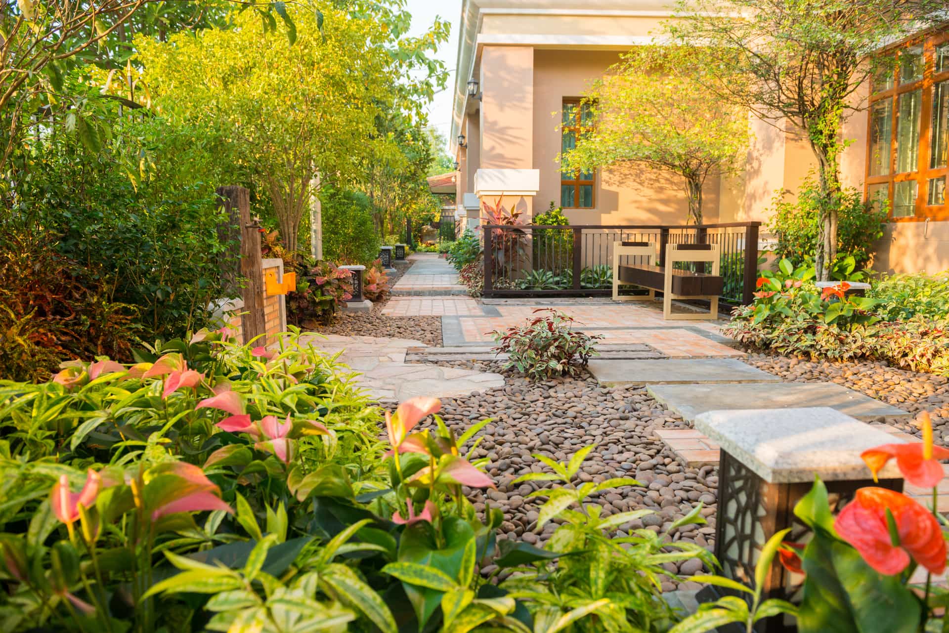 Image of a beautifully designed home landscape.